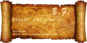 Bittó Füzike névjegykártya